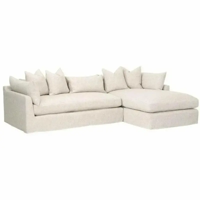 Haven Rf Slipcover Sectional – 110-Inch Bisque Upholstery & Espresso Base 1