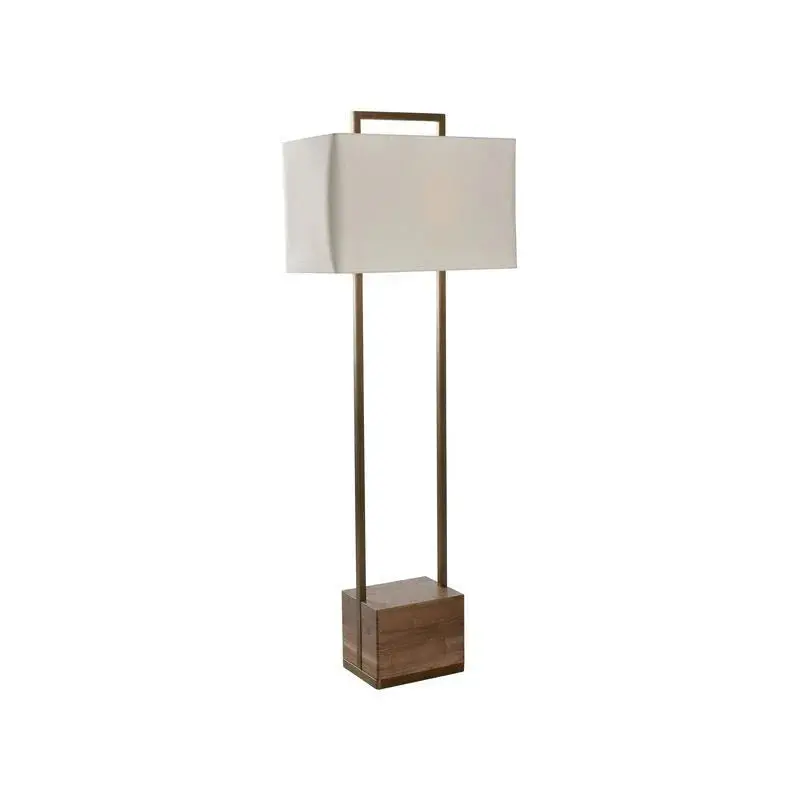Hayes Wooden-Base Floor Lamp – Warm Natural Grain Standing Light 1