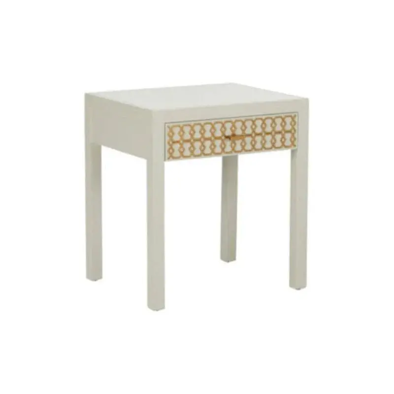 Hazel Grey Nightstand With Honeycomb Texture 1