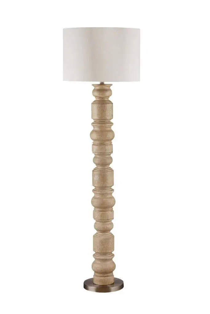 Helford Floor Lamp – Tall Brown Polyresin Stand With Integrated Dimmable Light 1