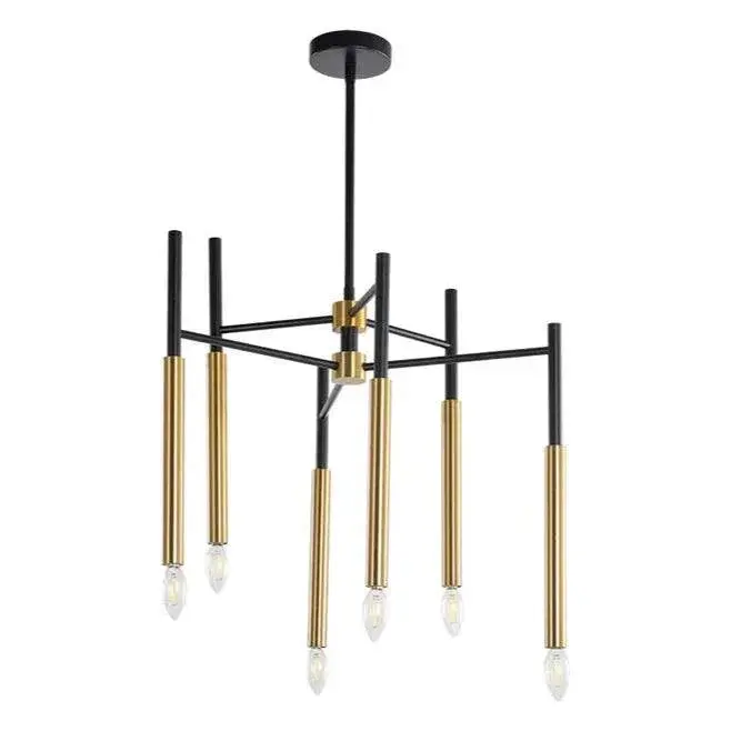 Hewitt Black Iron Chandelier With Bold Geometric Structure 1
