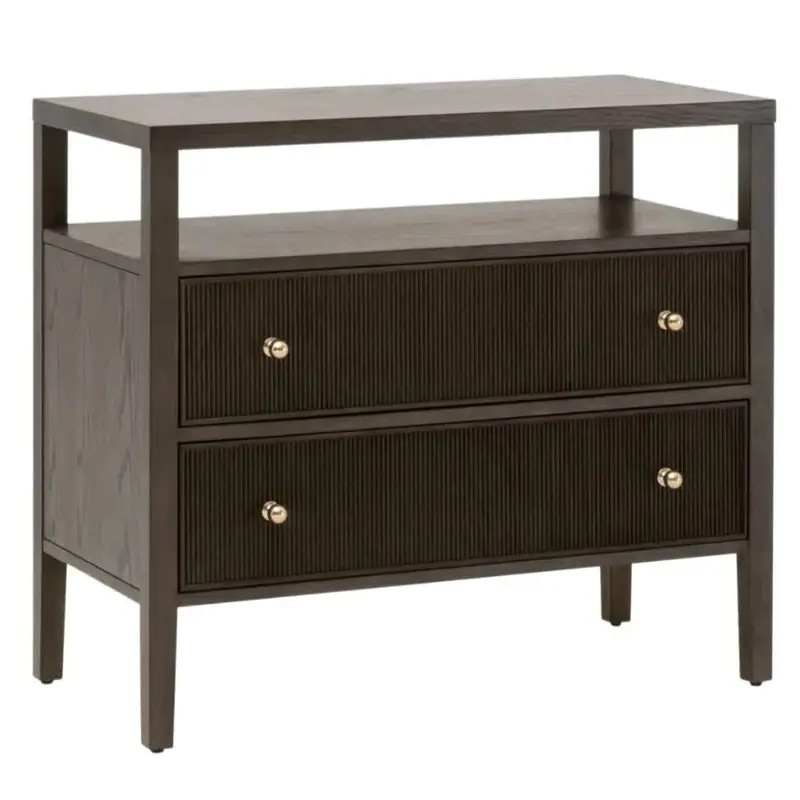 Highland Nightstand With Open Shelf & Dual Drawers 1