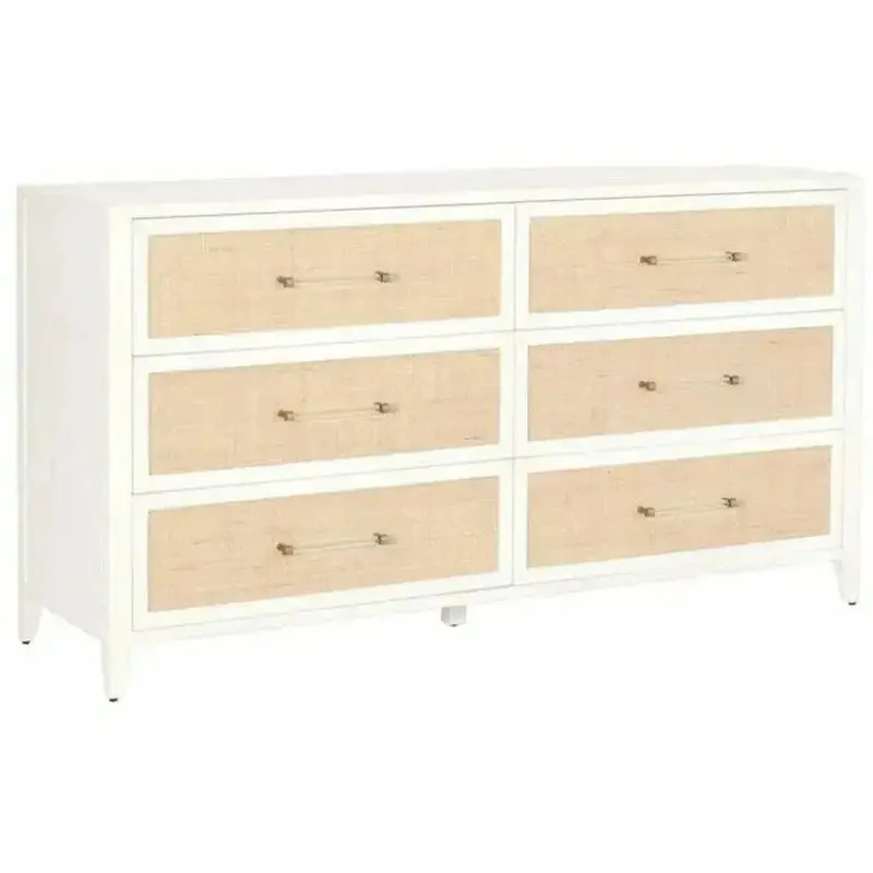 Holland Six-Drawer Double Dresser – Modern White Finish 1