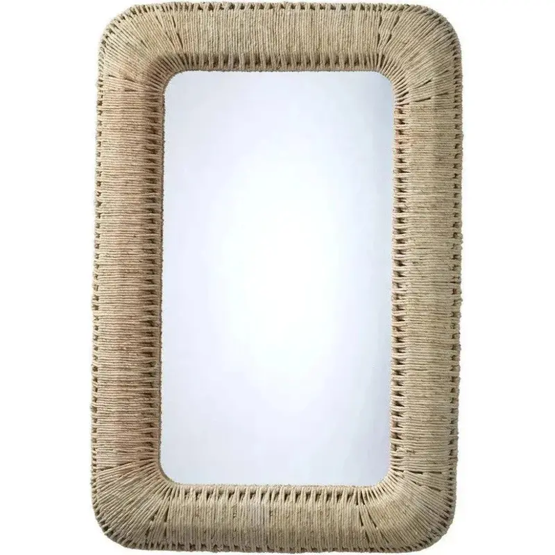 Hollis Rectangle Wall Mirror With Reversible Corn Straw Rope Backing 1