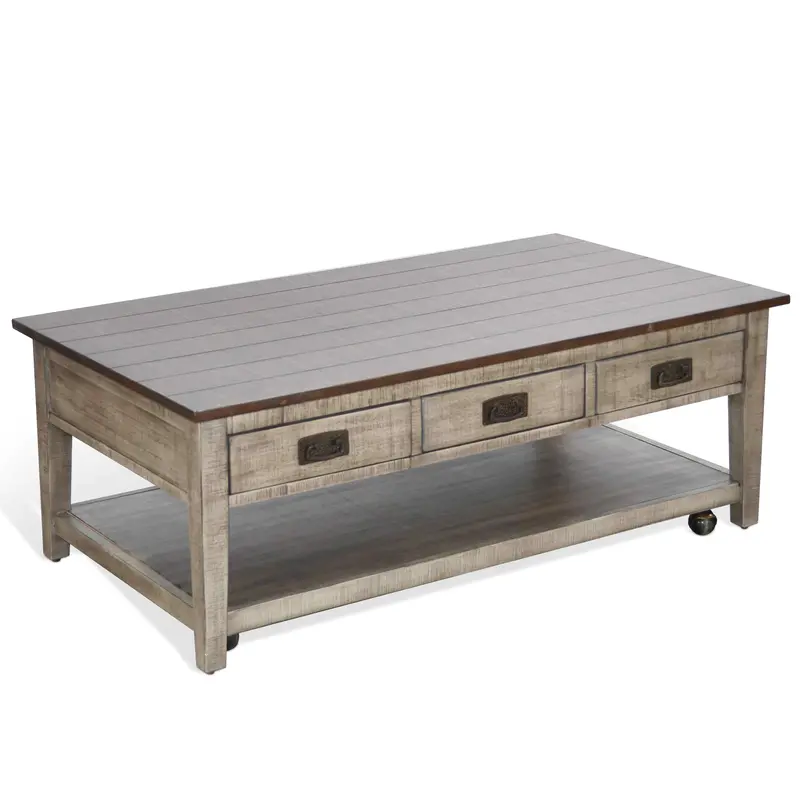 Homestead Hills Three-Drawer Wooden Coffee Table 1