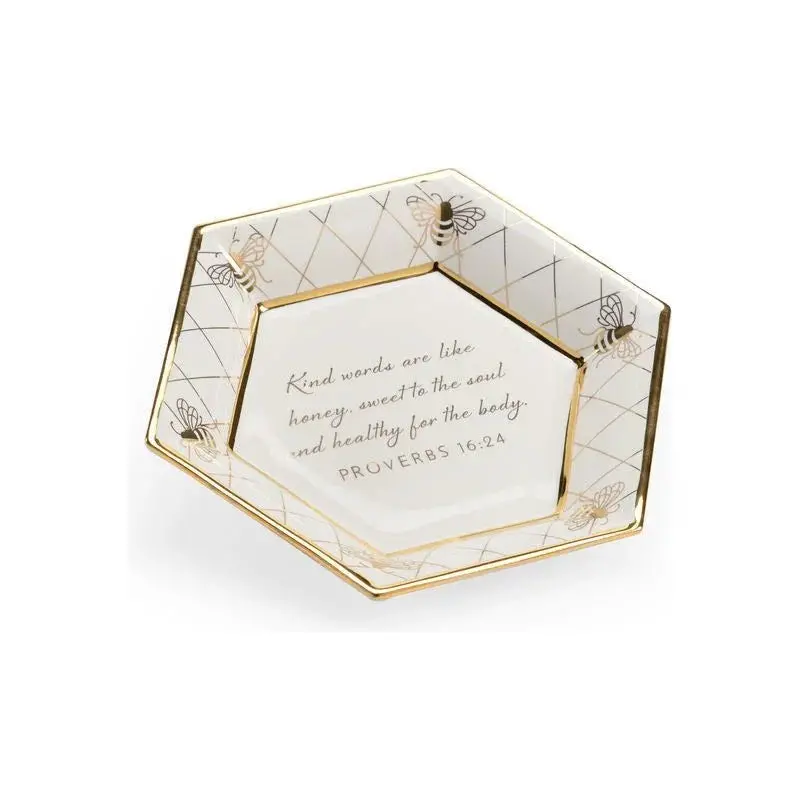 Honeycomb-Themed Bee Motif Ceramic Dinner Plate 1