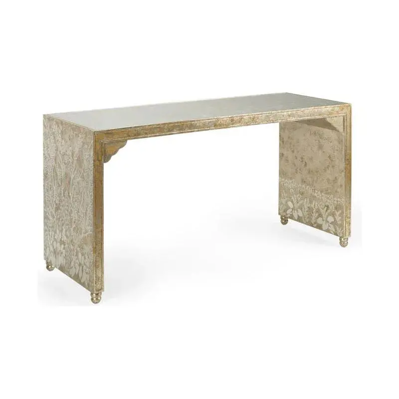 Hong Kong Silver-Leafed Wooden Desk – Artisan Crafted Office Furniture 1