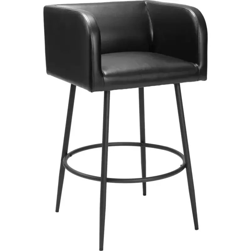 Horbat Black Faux Leather Barstools (2-Pack) 1