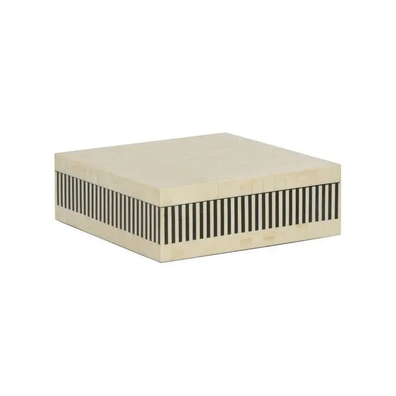 Howell Striped Ceramic Accent Box In Crisp White 1