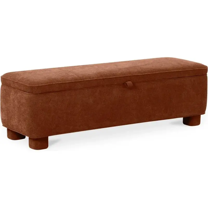 Ichigo Dark Red Fabric Storage Bench With Wooden Structure 1