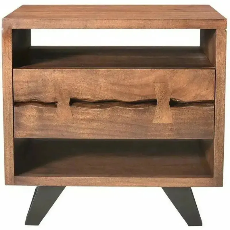 Industrial-Style Brown 21.5-Inch Nightstand 1
