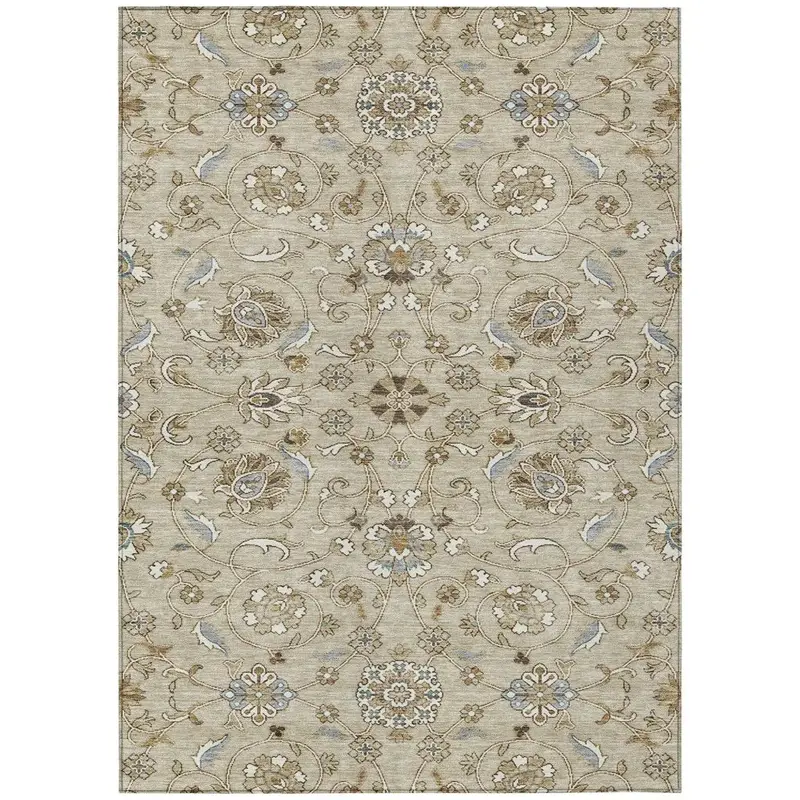 Irene Beige Indoor-Outdoor Area Rug – Stain-Resistant Washable Mat 2