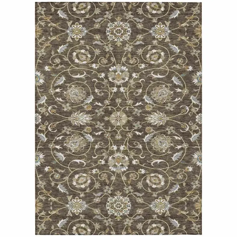 Irene Brown Indoor-Outdoor Area Rug – Stain-Resistant Washable Mat 2