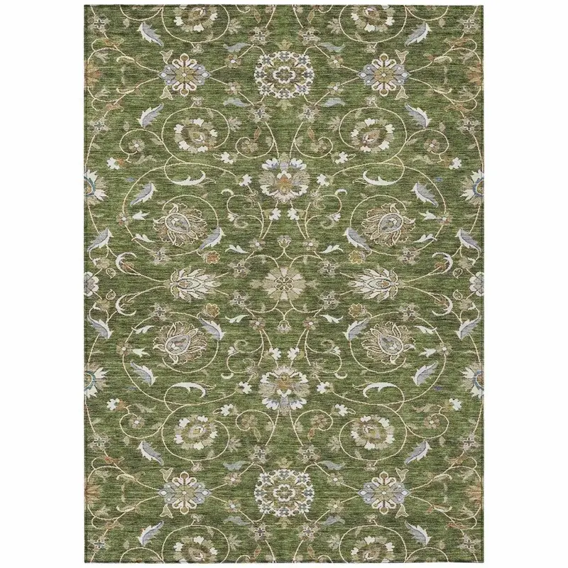 Irene Green Indoor-Outdoor Area Rug – Stain-Resistant Washable Mat 2