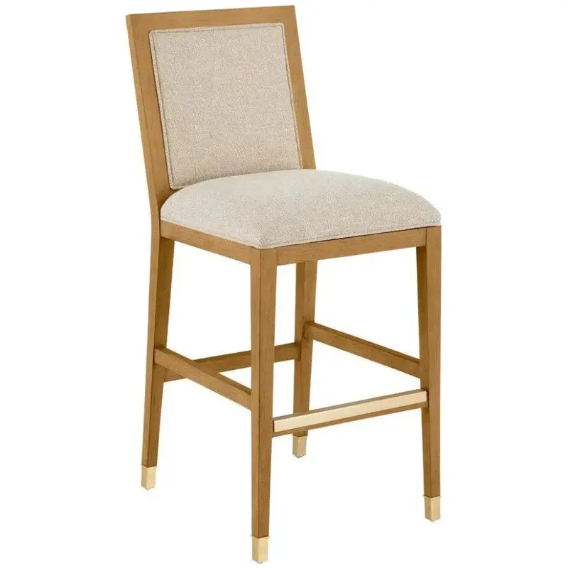 Ivory Fabric Barstool – Santos Upholstered 1