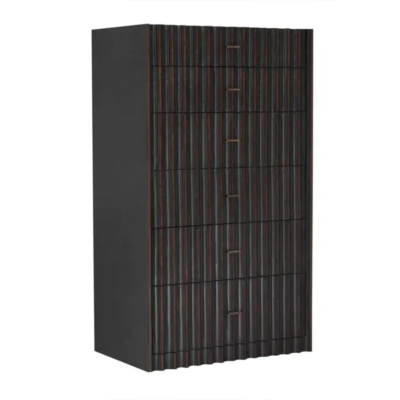 Izzy Tall Black Wooden Dresser With Brass Accents 1