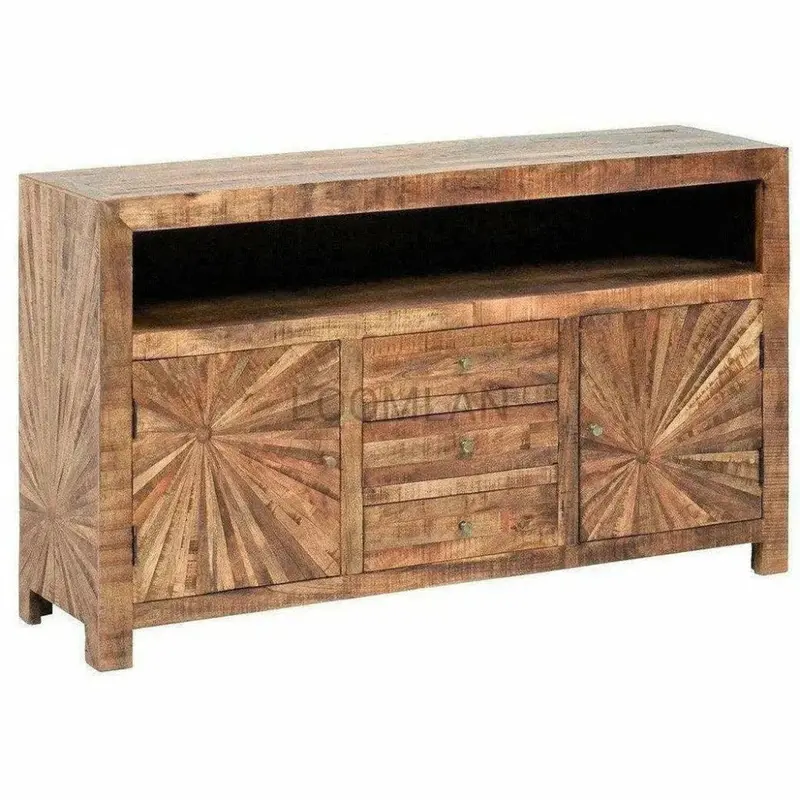 Jarelle Three-Drawer Wooden Media Console For Tv Area 1