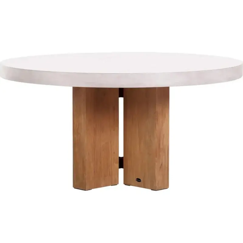 Java Teak And Concrete Outdoor Dining Table In White 1