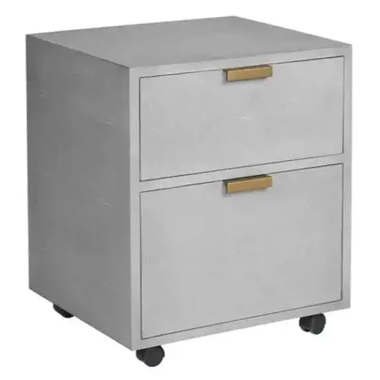 Jiro Sleek Grey Leather Vertical File Cabinet 1