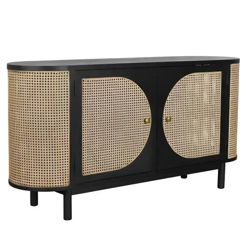 Joelle Wooden Oval Sideboard – Handcrafted Outdoor Or Indoor Storage 1