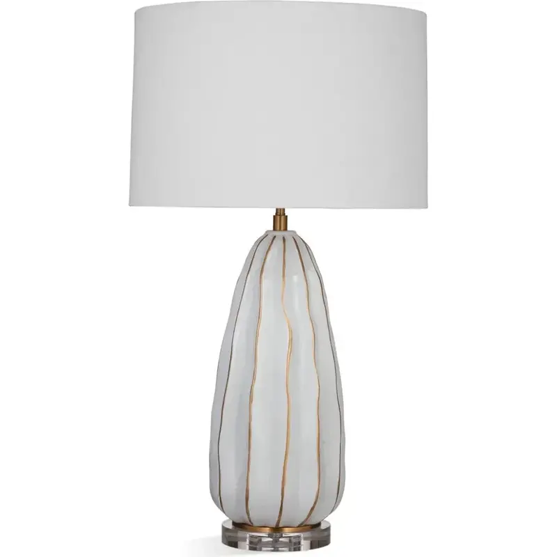 Josephine White Table Lamp Featuring Ceramic Base And Crystal Accents 1