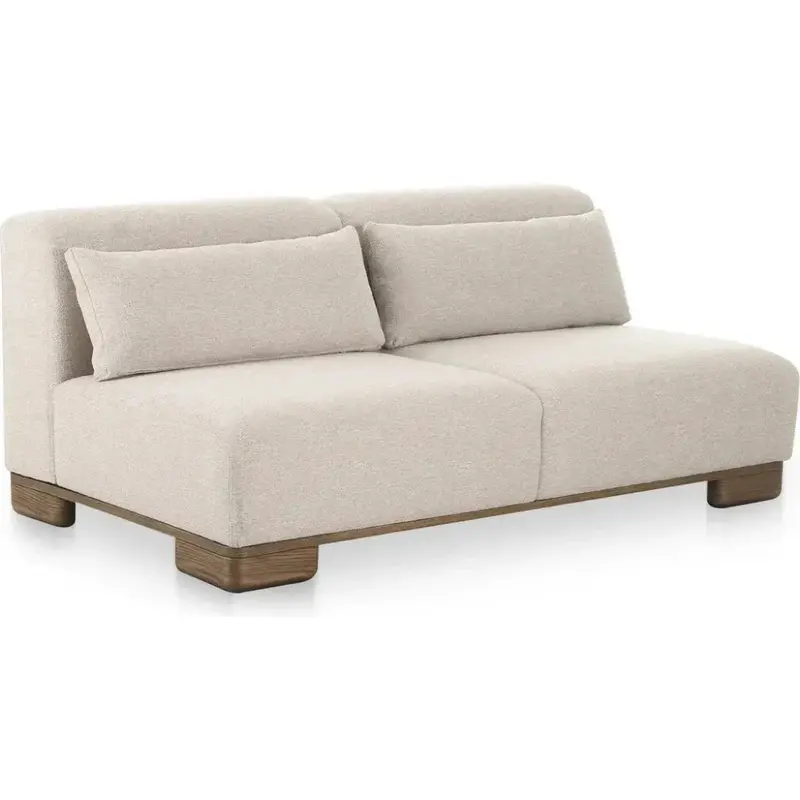June Beige Upholstered Sofa – Minimalist Wood Legs 1