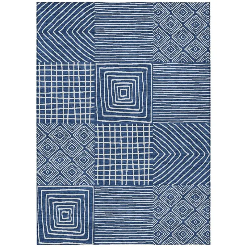 Junia Blue Indoor-Outdoor Area Rug – Cool-Tone, Weatherproof & Low-Maintenance 2