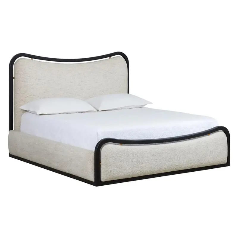 Junia Upholstered King-Size Bed In Pure White Fabric 1