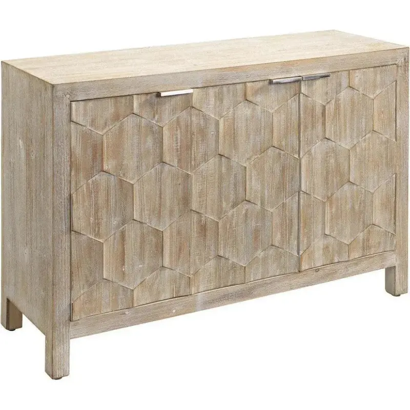Juniper Three-Door Accent Cabinet In Grey-Washed Fir 1