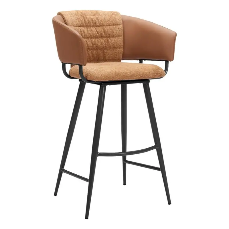Juno Faux Leather Barstool Set – 2-Piece Brown Collection 1