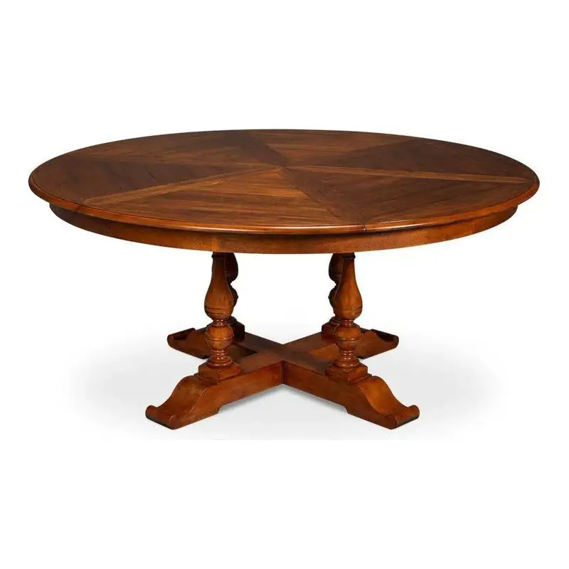 Jupe Solid Wood Round Dining Table – Natural Brown Tone & Smooth Surface 1