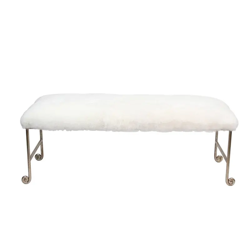 Justin Alpaca Fur-Topped Bedroom Bench 1
