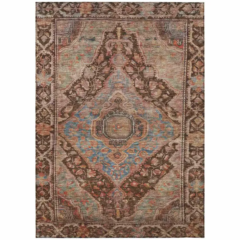 Kaelanor Chocolate Indoor-Outdoor Area Rug – Stain-Resistant & Easy-Clean Design 1