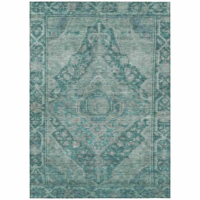 Kaelanor Teal Indoor-Outdoor Area Rug – Coastal-Inspired Washable Floor Mat 1