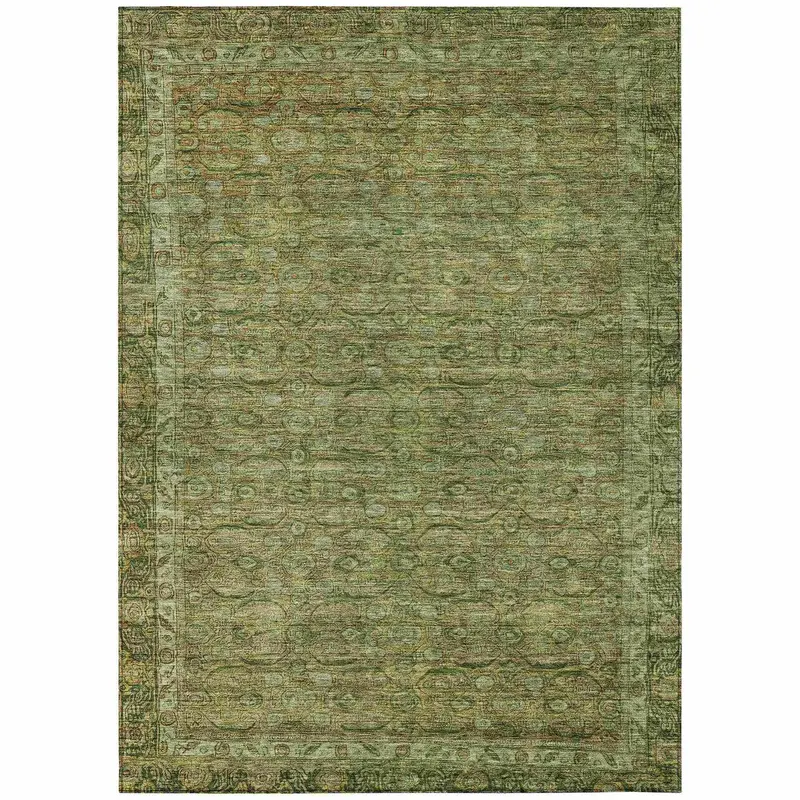 Kaelara Green Indoor-Outdoor Area Rug – Earthy Washable Floor Mat 1