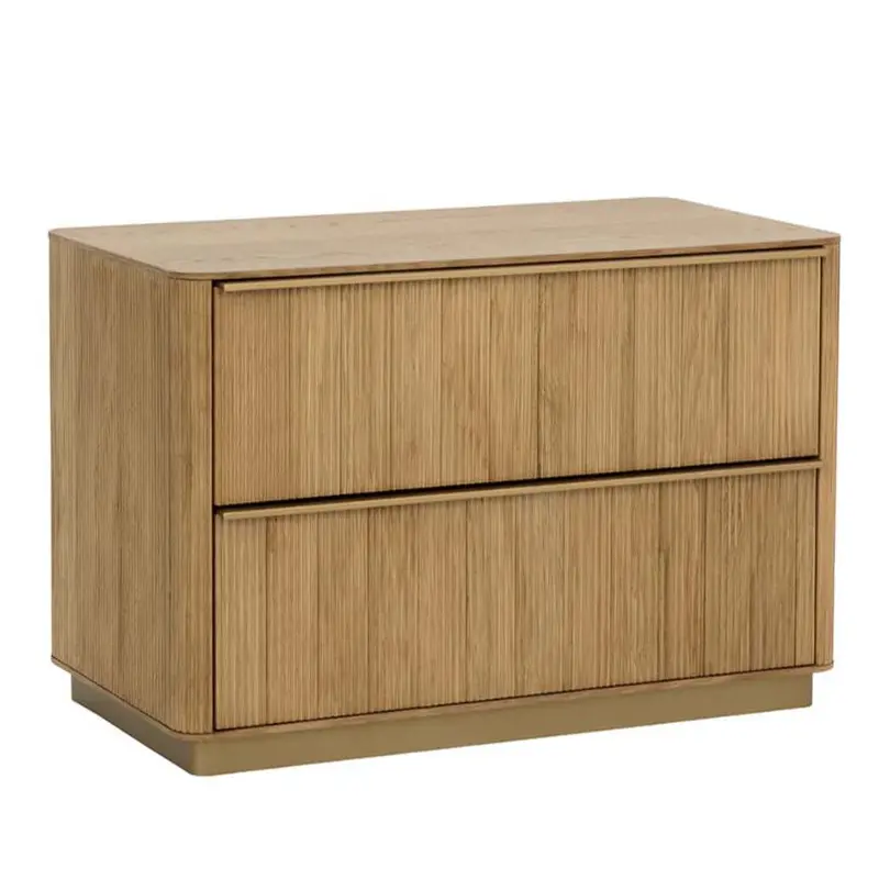 Kalla Two-Drawer Brown-Tone Nightstand With Sleek Metallic Accents 1