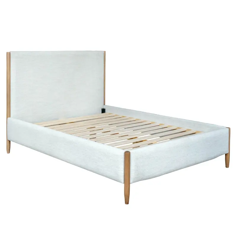 Kamelia Upholstered White Fabric Bed Frame 1