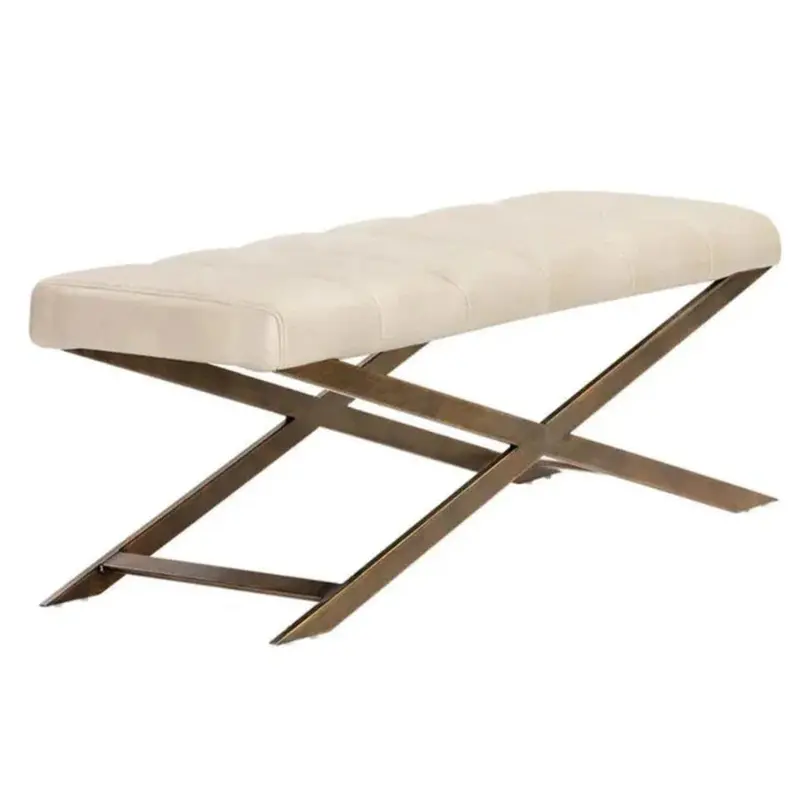 Kammi Leather-Upholstered Bedroom Bench With Low Profile Design 1