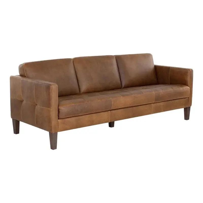 Karmelo Mid-Century Sofa – Cognac Leather Modern Design 1