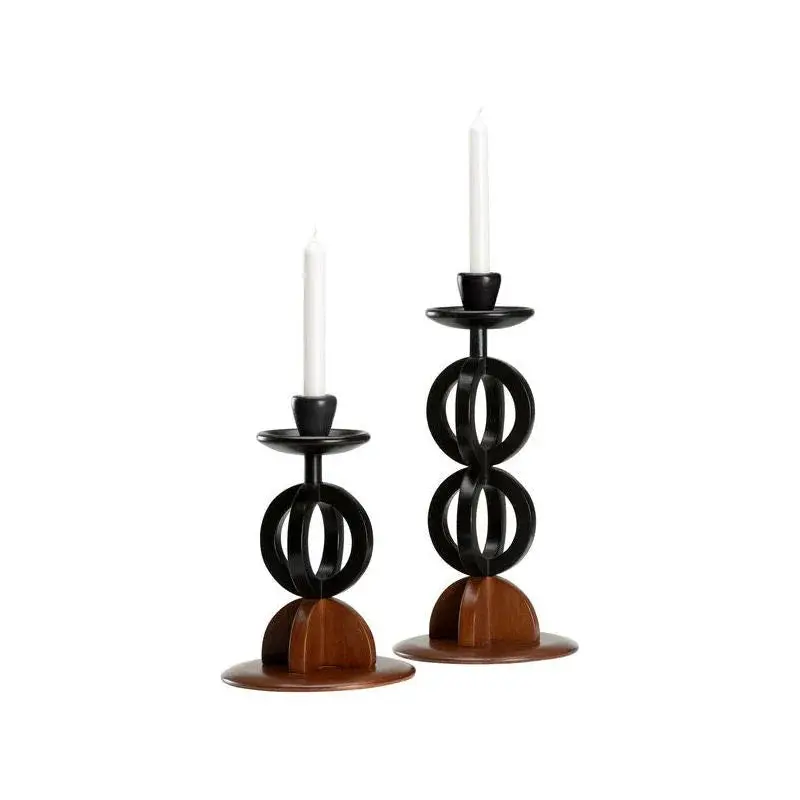 Kate Wooden Dual Candle Holder Set 1
