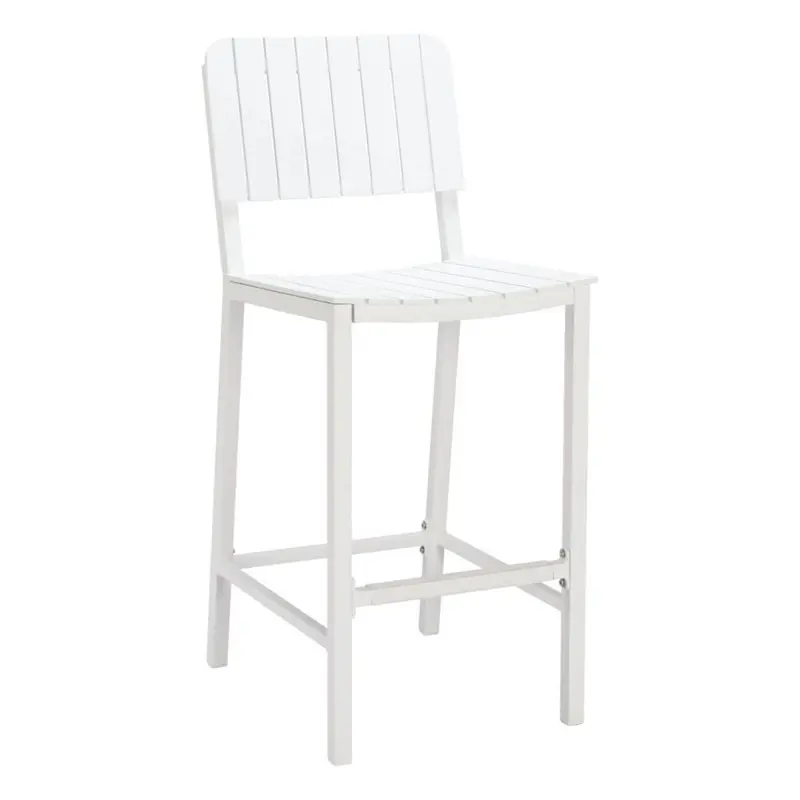 Kayu White Aluminum Barstool With Ergonomic Seat 1