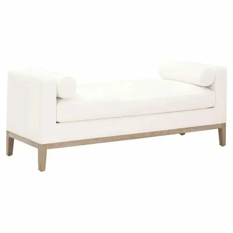 Keaton Bench — Livesmart White Seat With Natural Oak Frame 1