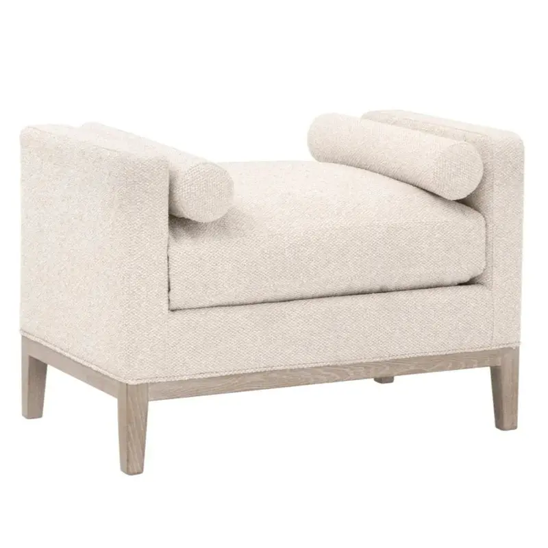 Keaton Cream Fabric Accent Stool With Low Profile Design 1