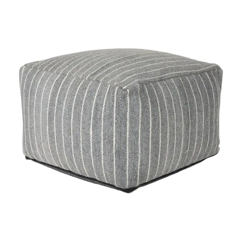 Kensie Large Striped Grey Floor Pouf 1
