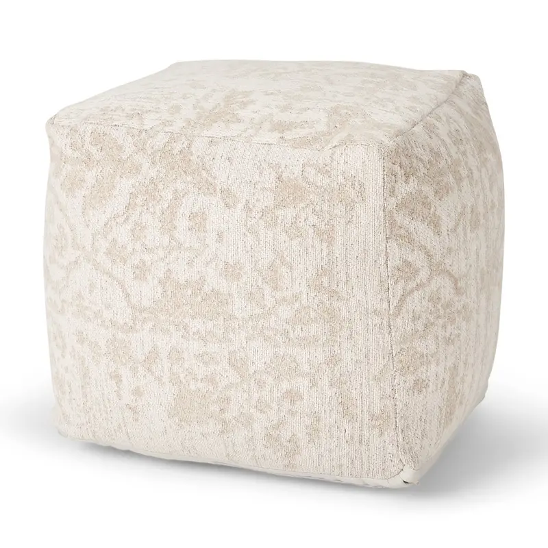 Khloe Compact Cream Fabric Footrest – 18" Height 1