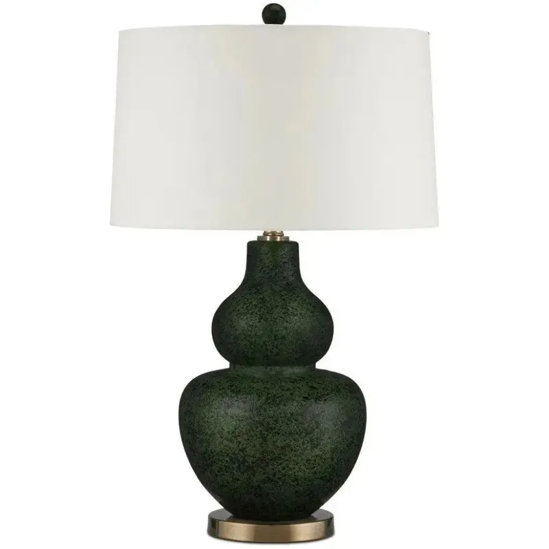 Kinnaird Dark Green Glazed Ceramic And Metallic Table Lamp 1