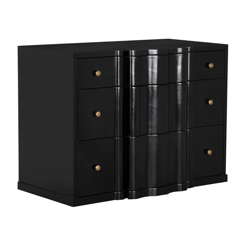 Kiss Black Wooden Dresser With Soft-Close Drawers And Tapered Legs 1