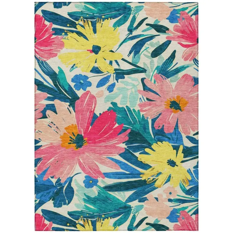 Knottia Pink Durable Indoor-Outdoor Rug – Stain-Resistant Washable Floor Cover 2