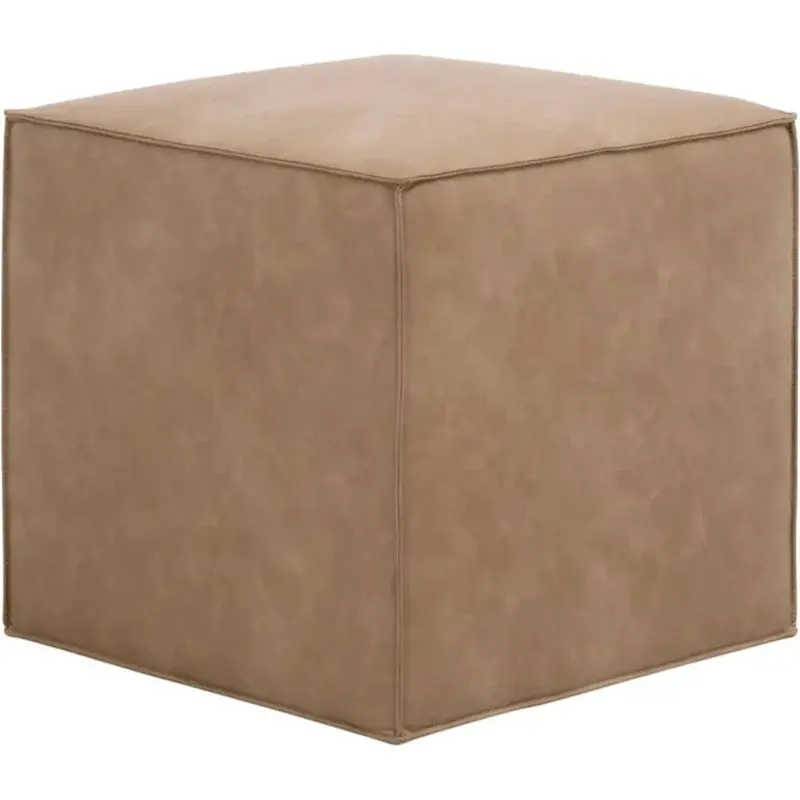 Knox Brown Leather Accent Cube Pouf 1
