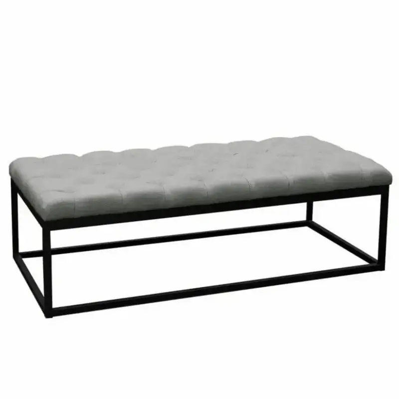 Large Tufted Linen Bedroom Bench In Grey 1